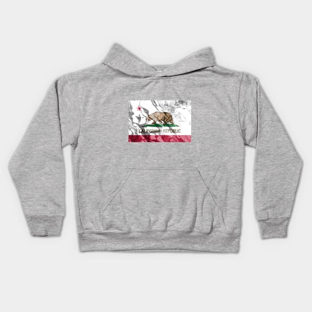 Flag of California - Marble texture Kids Hoodie by DrPen